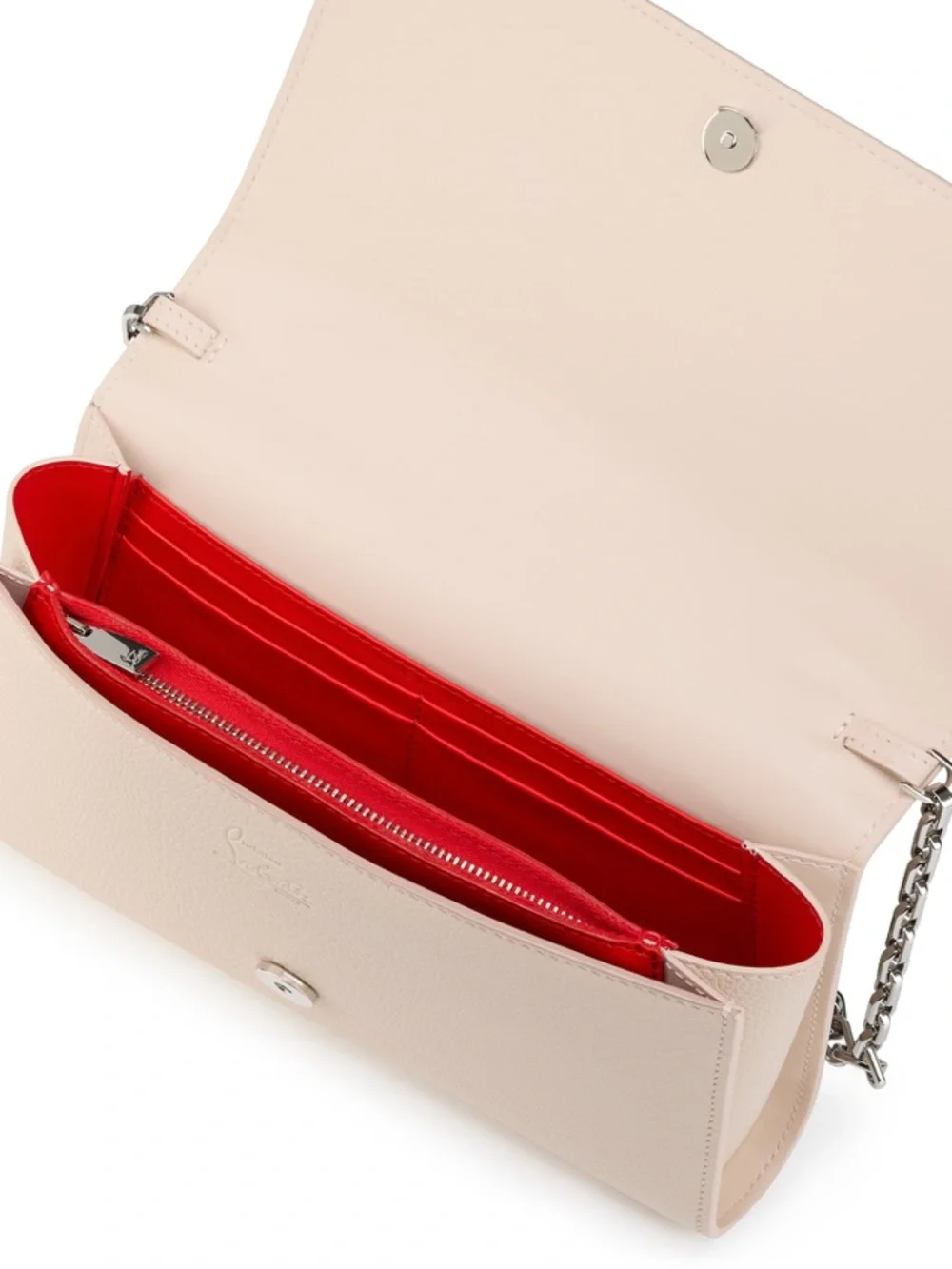 Christian Louboutin Paloma Clutch in Leche Beige with Silver Studs